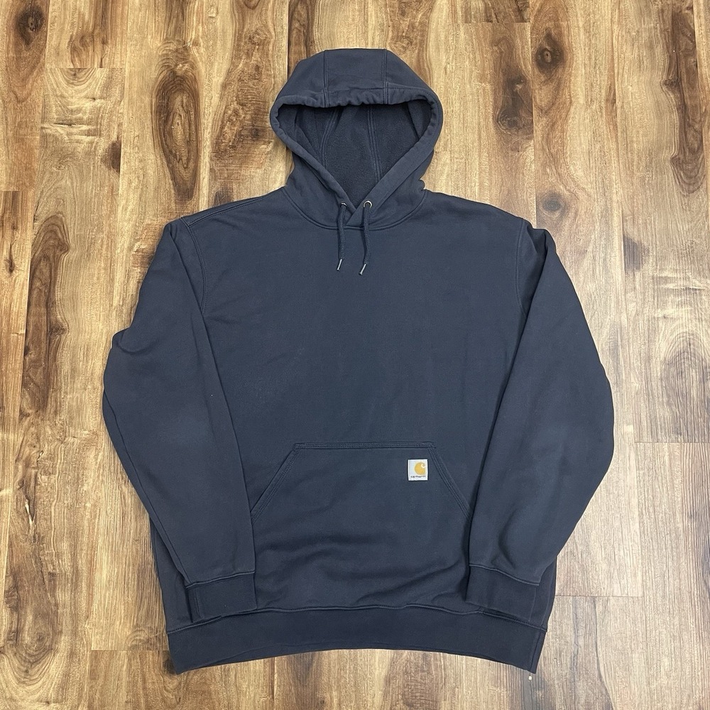 Carhartt Hoodie Navy Loose Fit Midweight Logo Sleeve Graphic Sweatshirt XL